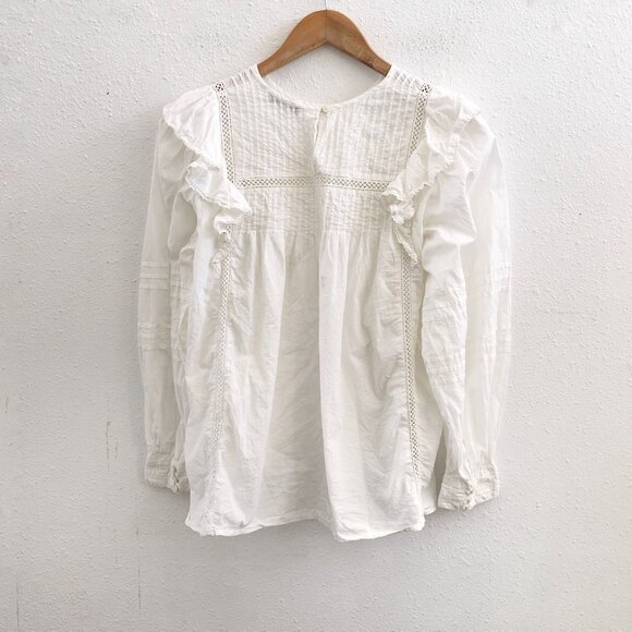 MADEWELL Full-Sleeve Pintuck Ruffle Top Size Small - Picture 2 of 9